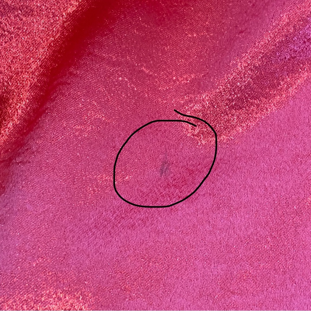 Coral Satin Ruched Strapless Dress - Picture 16 of 17